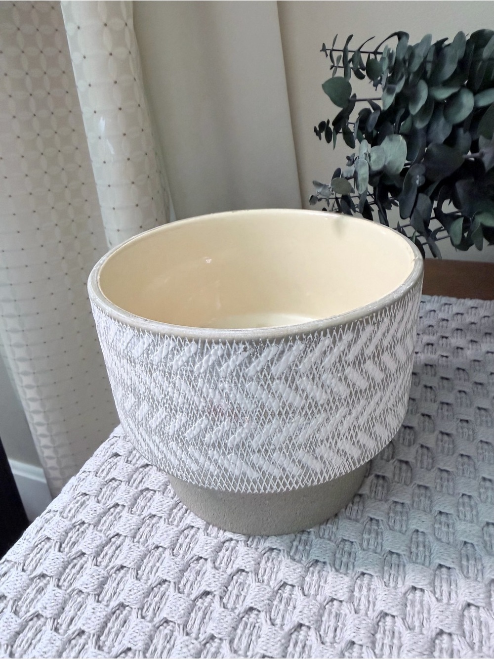 Textured Cream & White Decorative Vase
